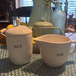 Rae Dunn Sweet & Pour Sugar Creamer Cursive Font